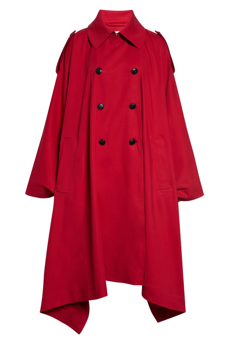 Cape Stretch Cotton Trench Coat, Alternate, color, CHERRY