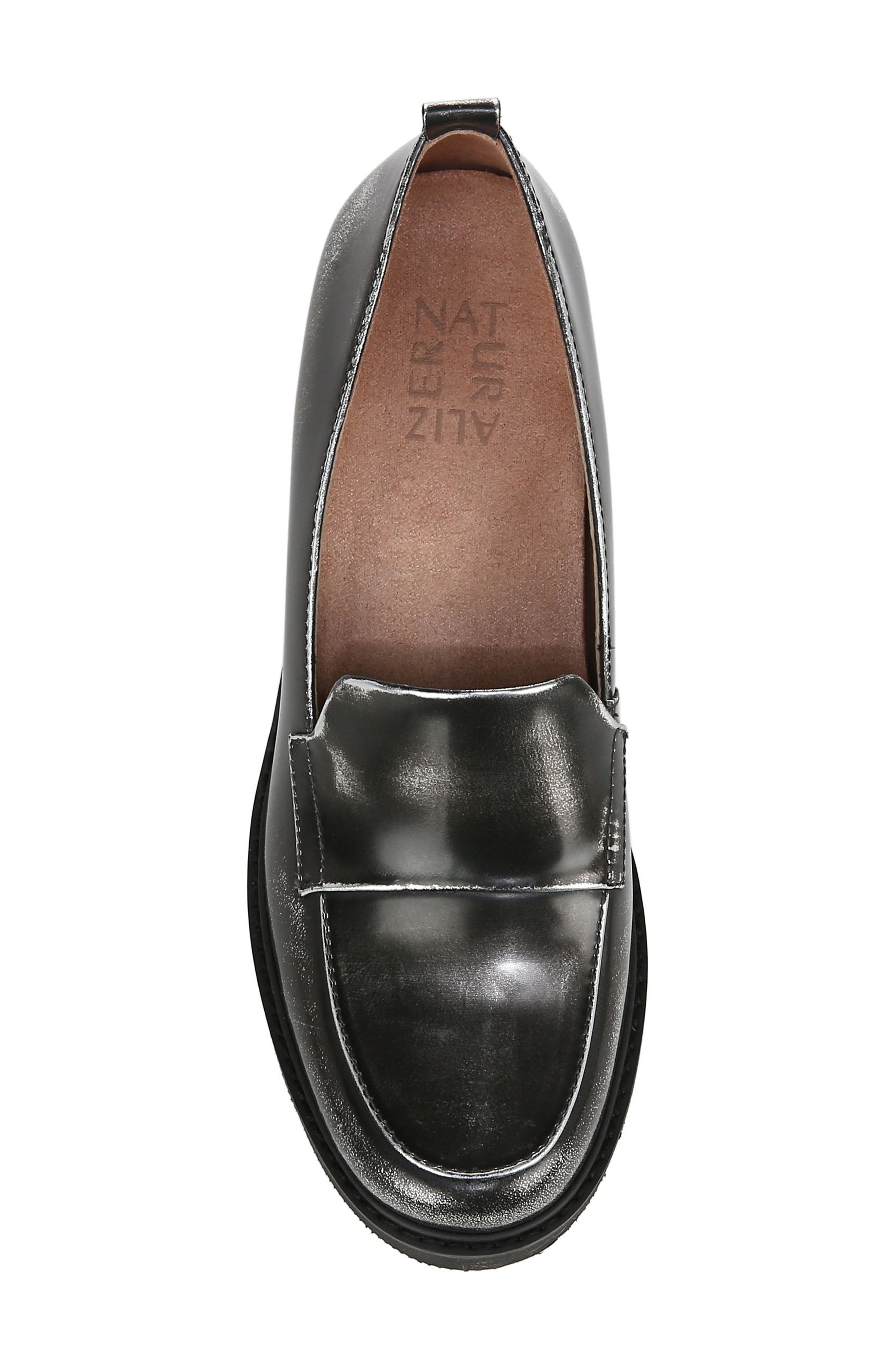 Naturalizer Darry Leather Loafer, Alternate, color, Black / Silver Leather