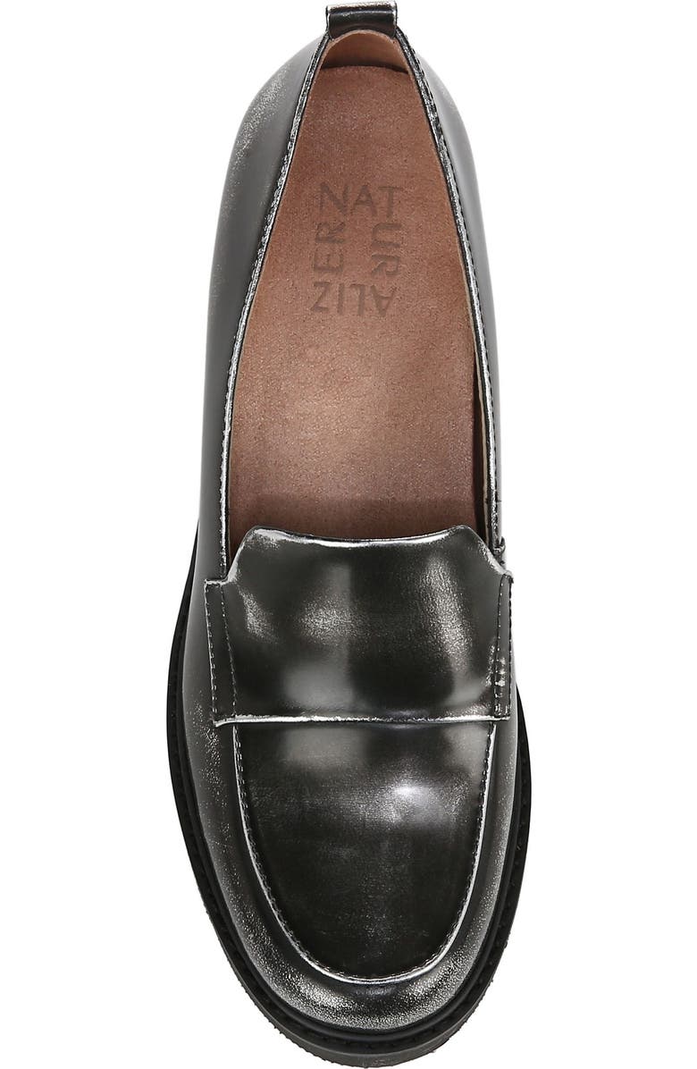 Naturalizer Darry Leather Loafer, Alternate, color, Black / Silver Leather