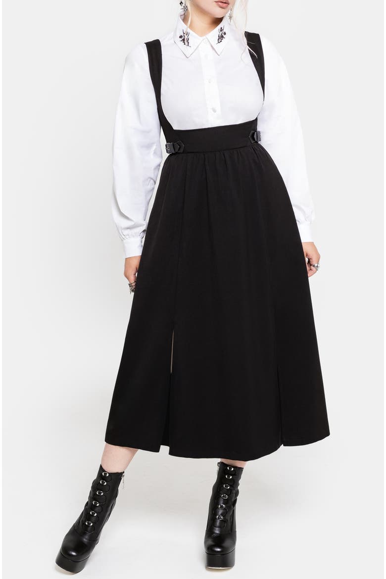 Nightingale Pinafore Midi Dress, Main, color, Black