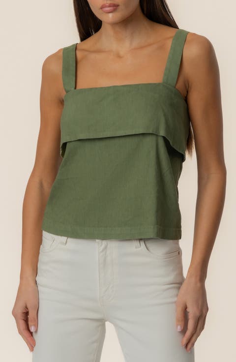 Melanie Crop Linen & Cotton Blend Tank