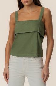 KUT from the Kloth Melanie Crop Linen & Cotton Blend Tank