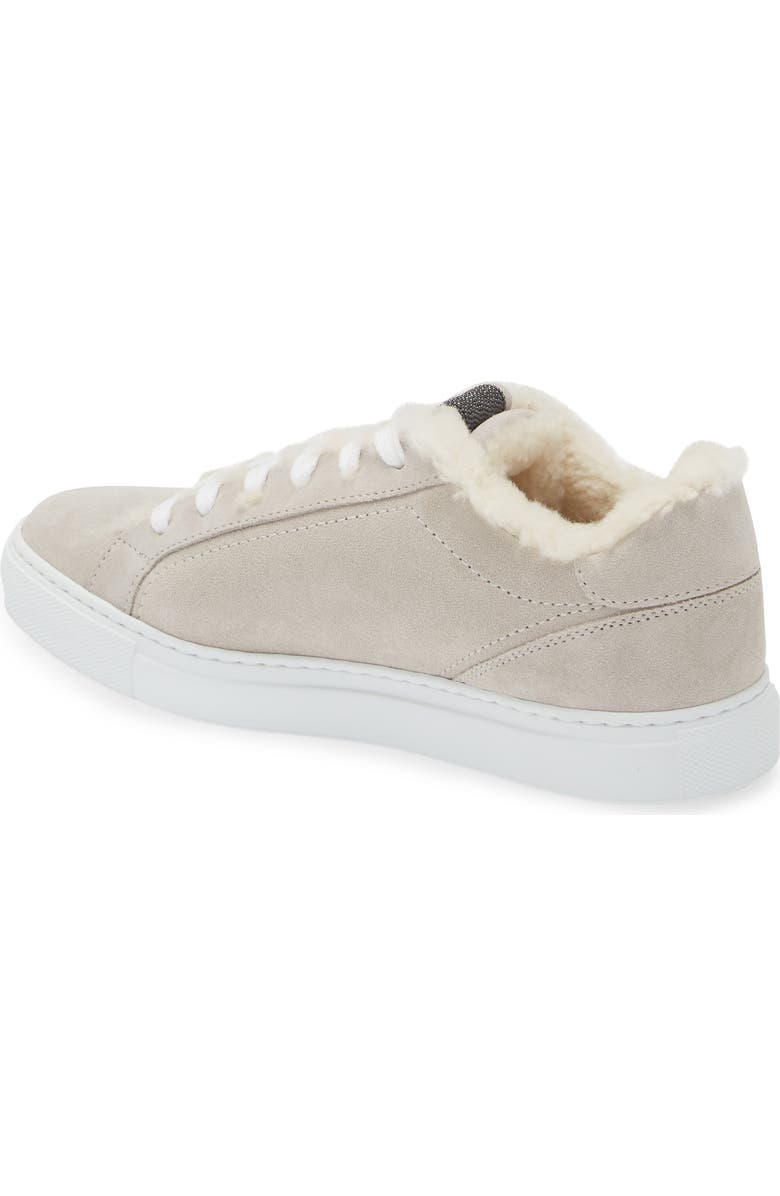 Brunello Cucinelli Monili Detail Genuine Shearling Lined Suede Sneaker, Alternate, color,