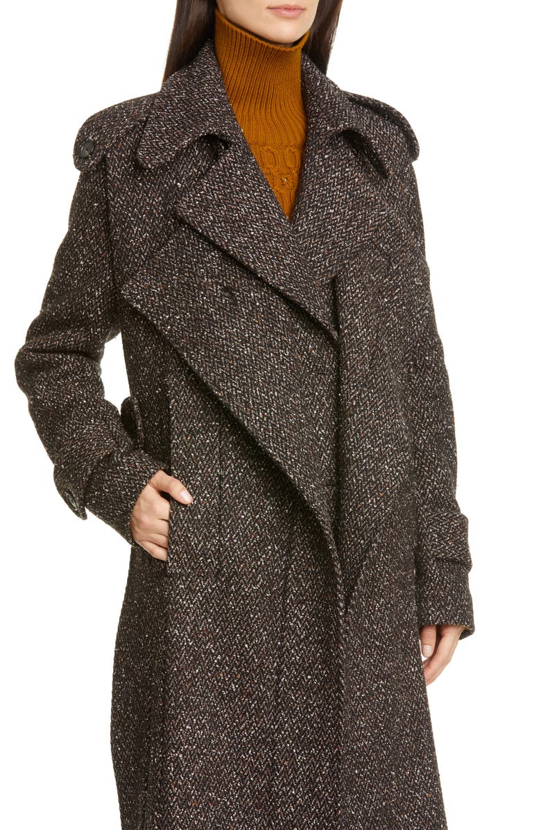 Victoria Beckham Layered Tweed Coat, Alternate, color, 