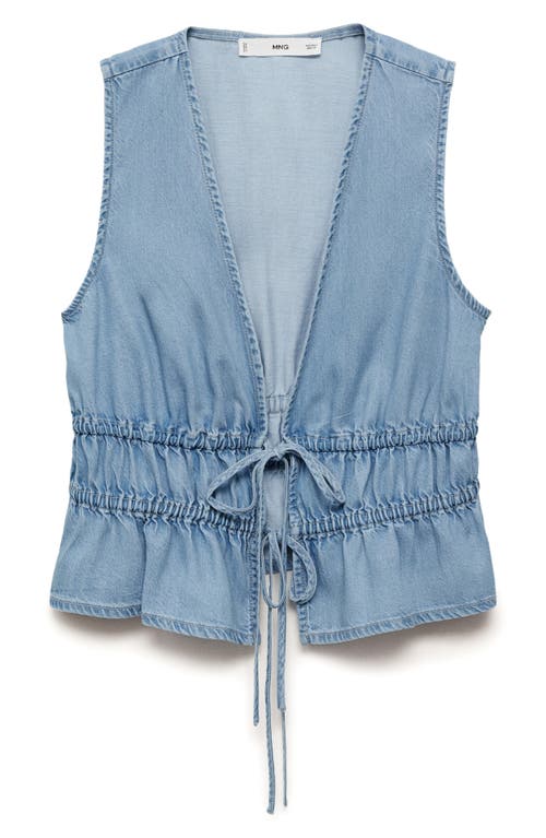 Mango Siros Tie Front Denim Vest In Blue