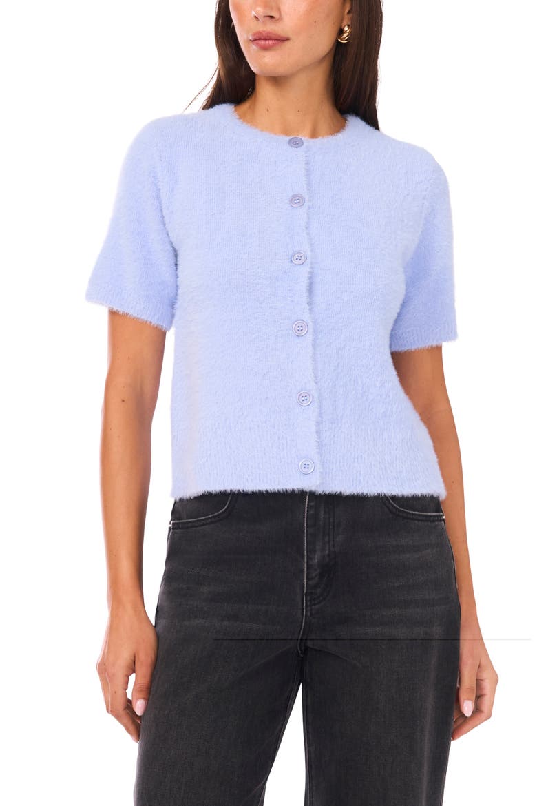Eyelash Short Sleeve Cardigan, Main, color, SERENITY