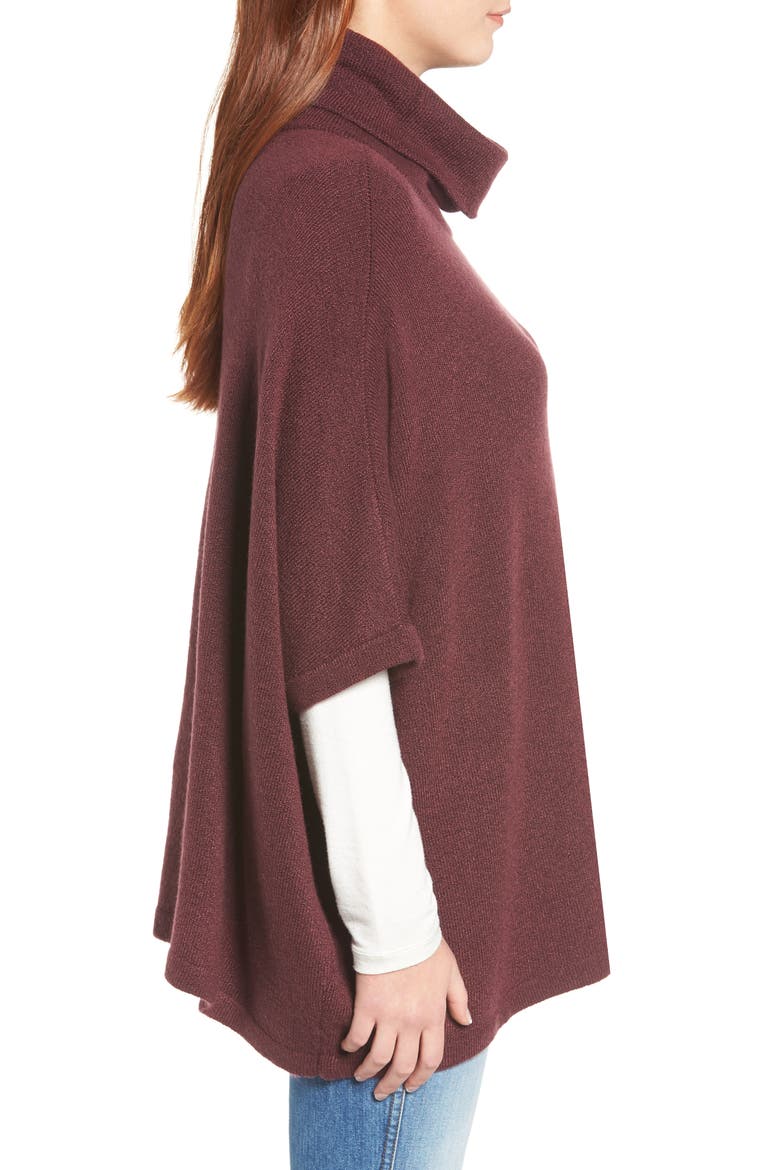 Cowl Neck Sweater Poncho, Alternate, color, BURGUNDY FIG