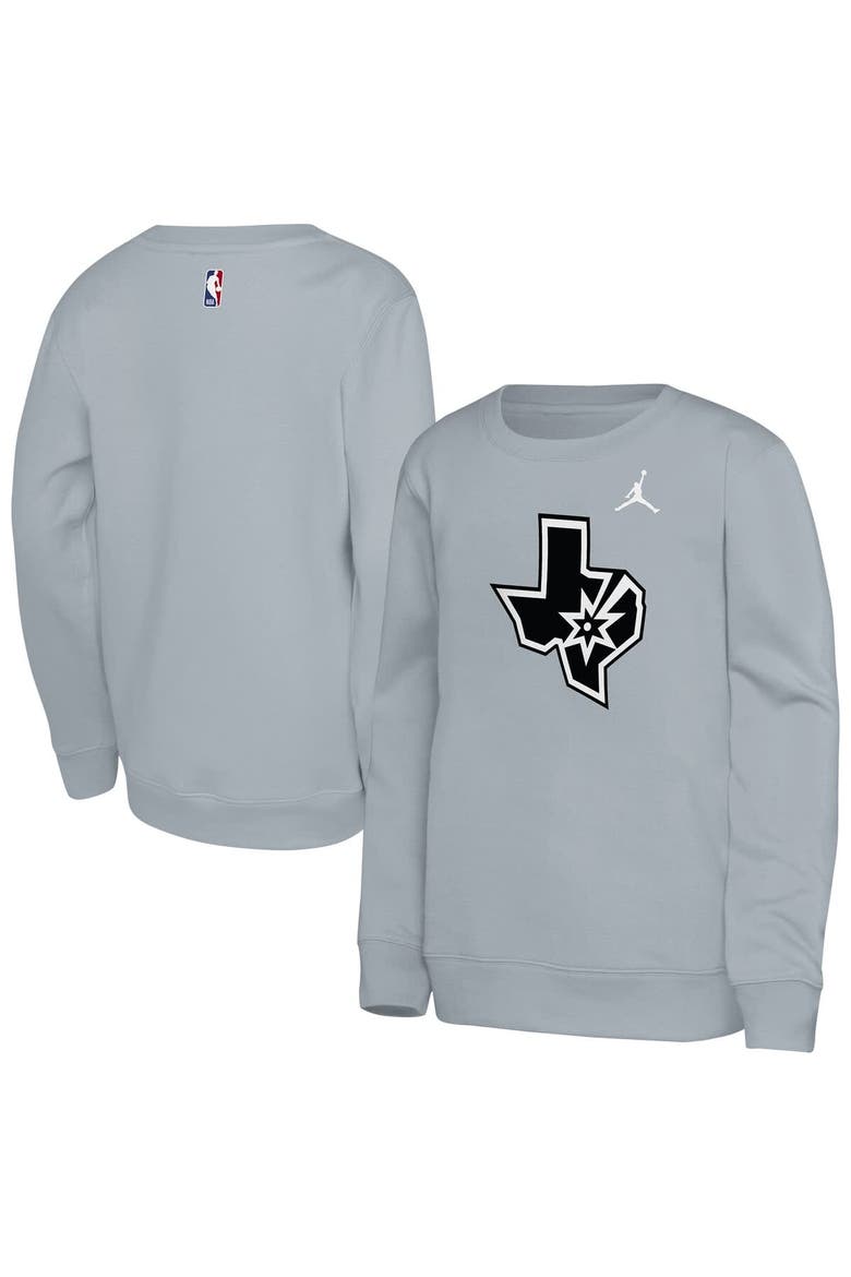 Youth Jordan Brand Silver San Antonio Spurs Courtside Statement Edition Sweatshirt, Main, color, Silver