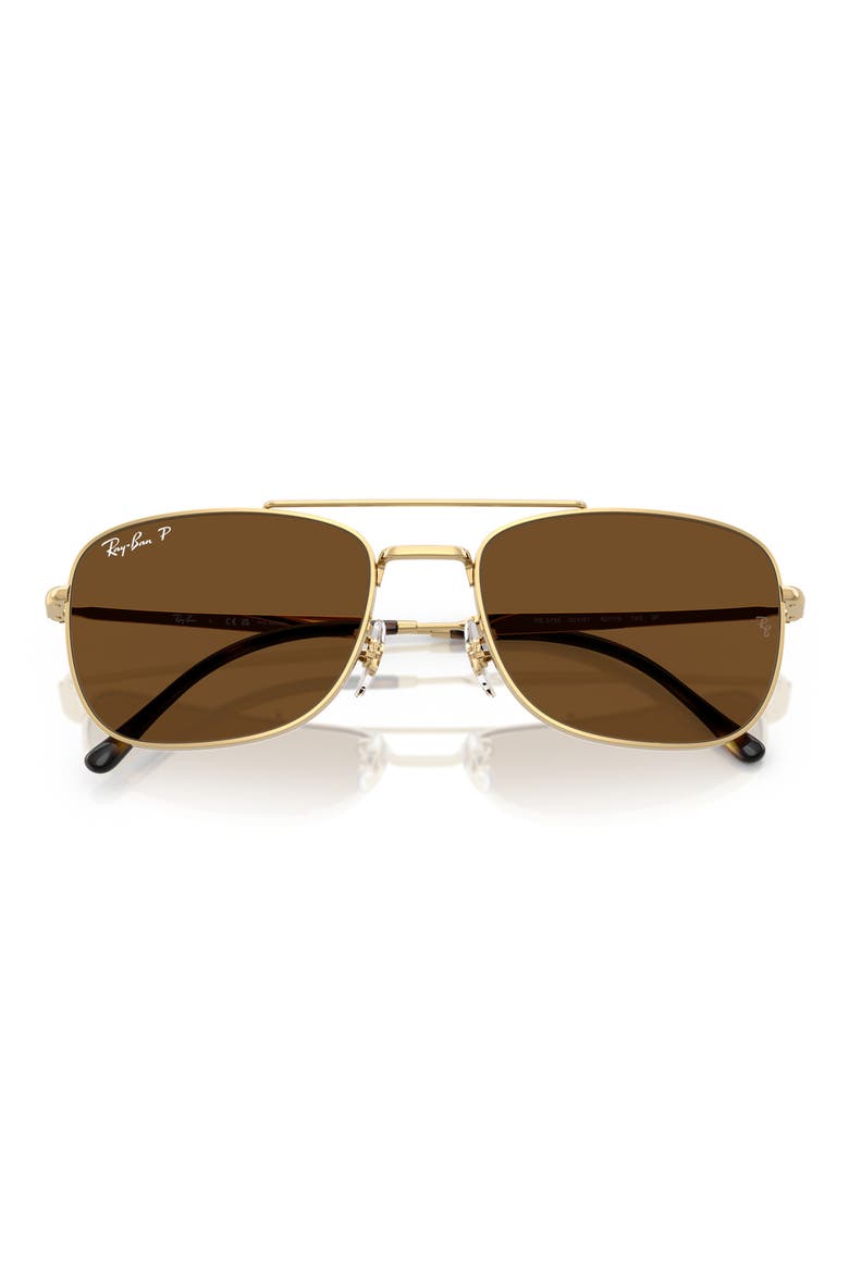 62mm Polarized Rectangular Sunglasses, Alternate, color, ARISTA