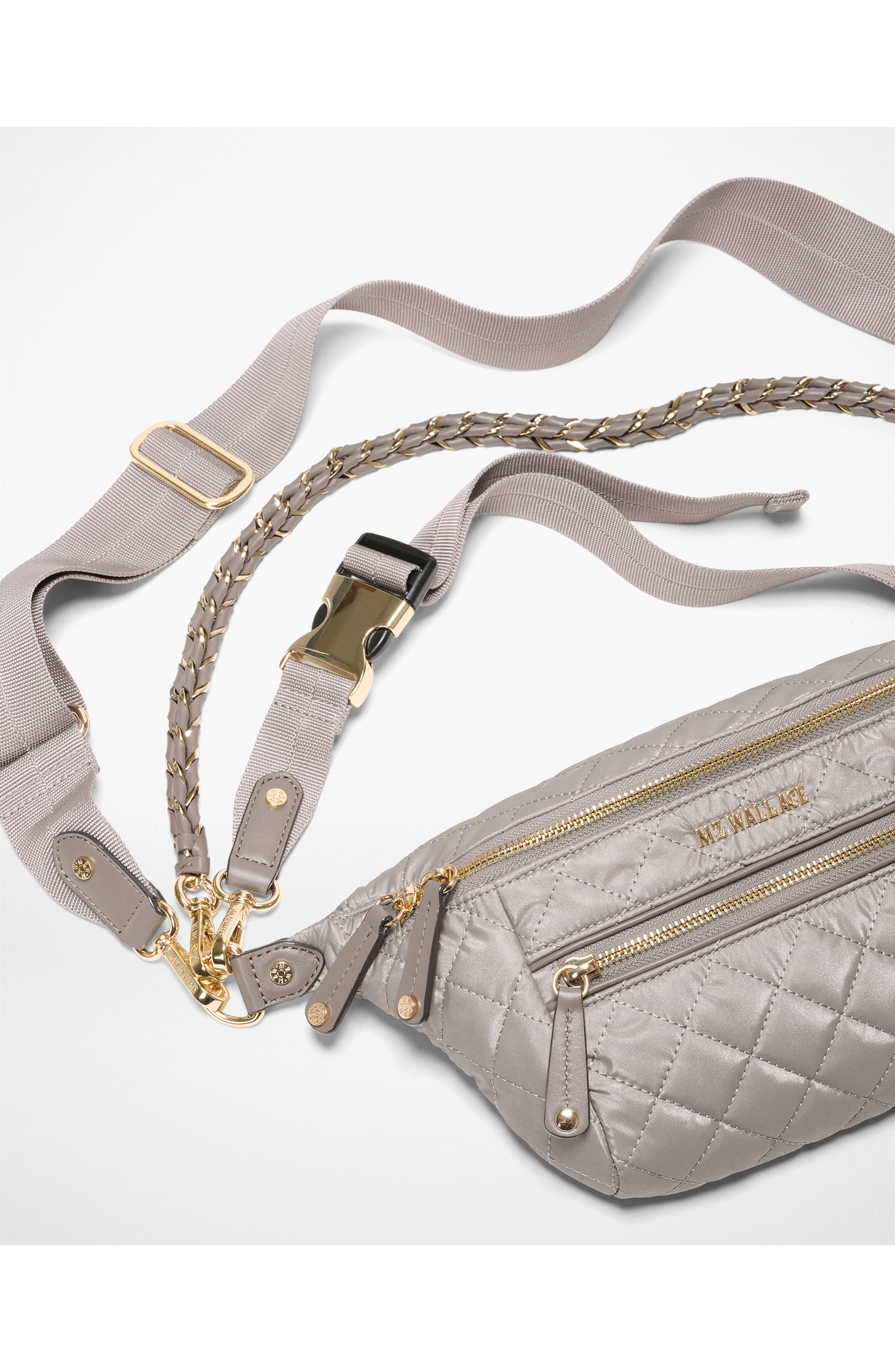 MZ Wallace Crosby Quilted Nylon Convertible Sling Bag, Alternate, color, Sable Pearl