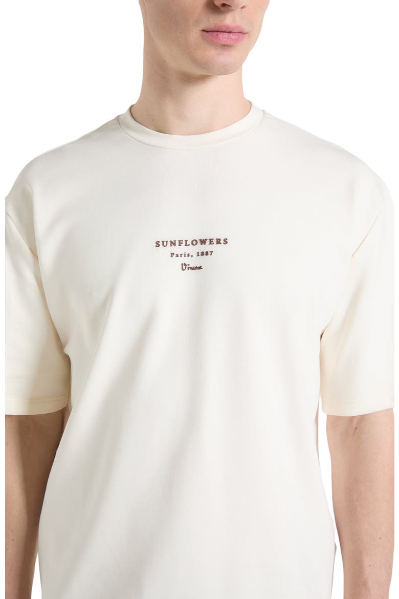 Sunflowers Van Gogh Cotton T-Shirt, Alternate, color, Cream