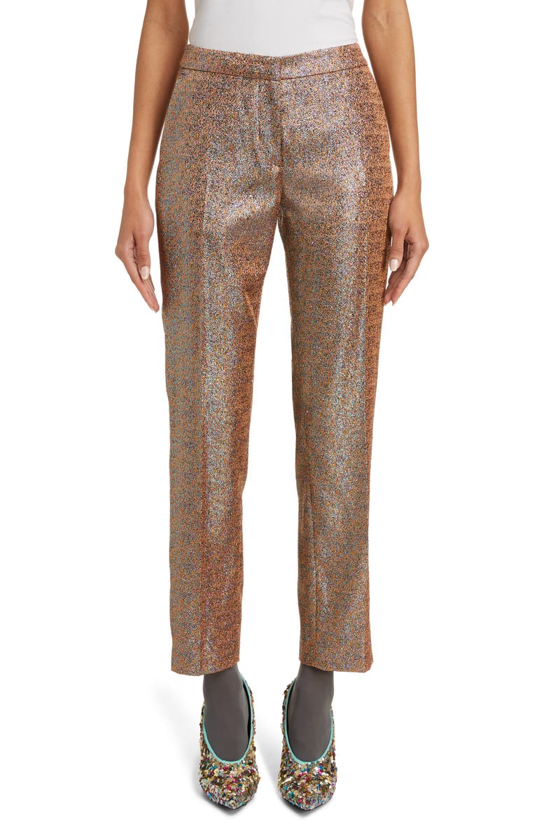 Dries Van Noten Poumas Metallic Ankle Trousers, Main, color, 