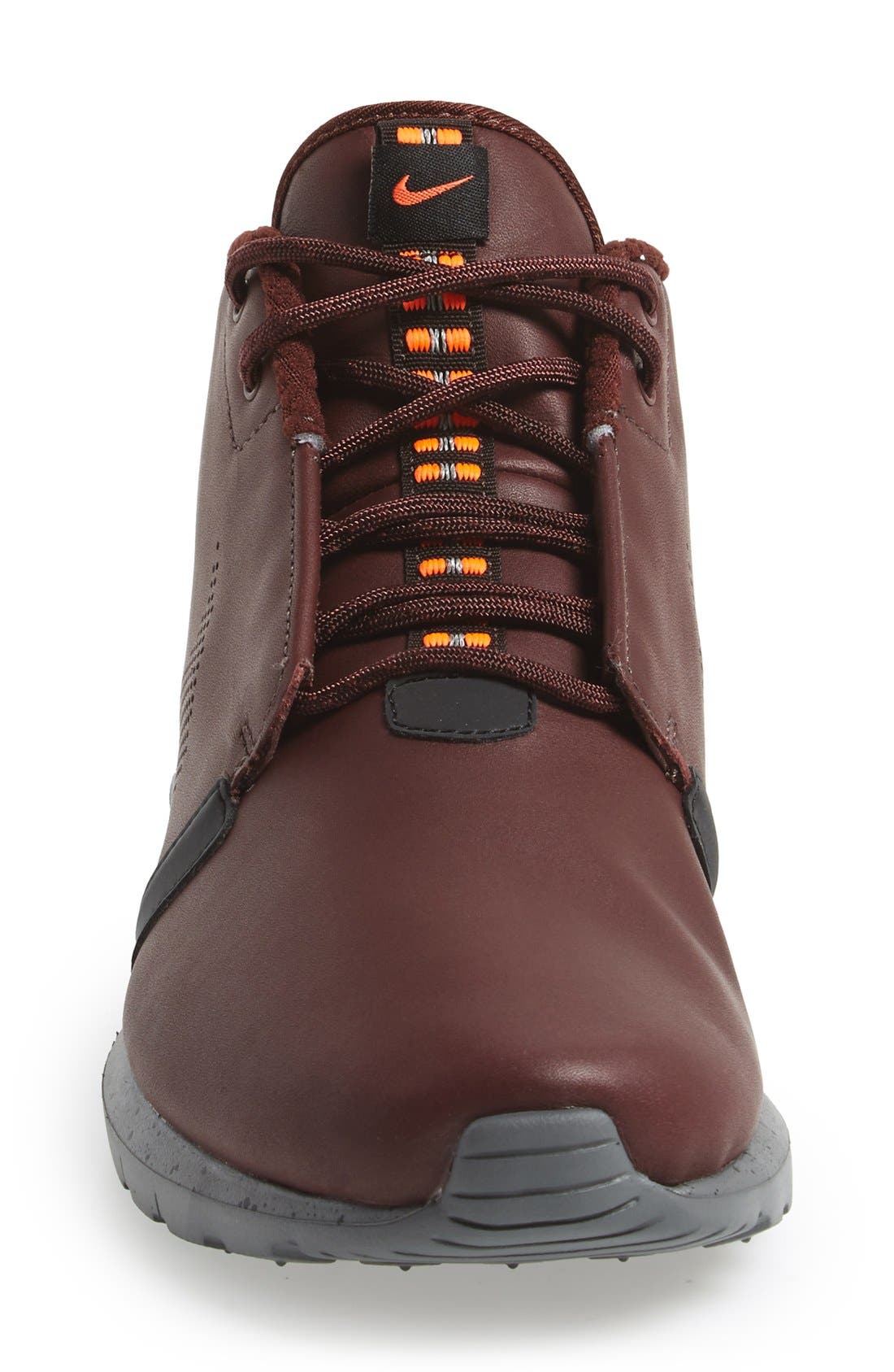 'Roshe Run Premium' Water Resistant Leather Sneaker Boot, Alternate, color, BARKROOT BROWN/ CEDAR/ CRIMSON