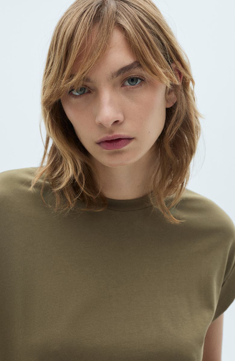 MANGO Cotton Knit A-Line Dress, Alternate, color, Khaki Green