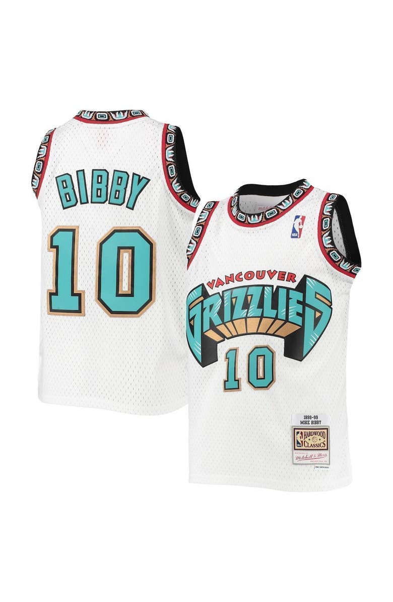 Mitchell & Ness Youth Mitchell & Ness Mike Bibby White Vancouver Grizzlies 1998-99 Hardwood Classics Swingman Jersey, Main, color, 