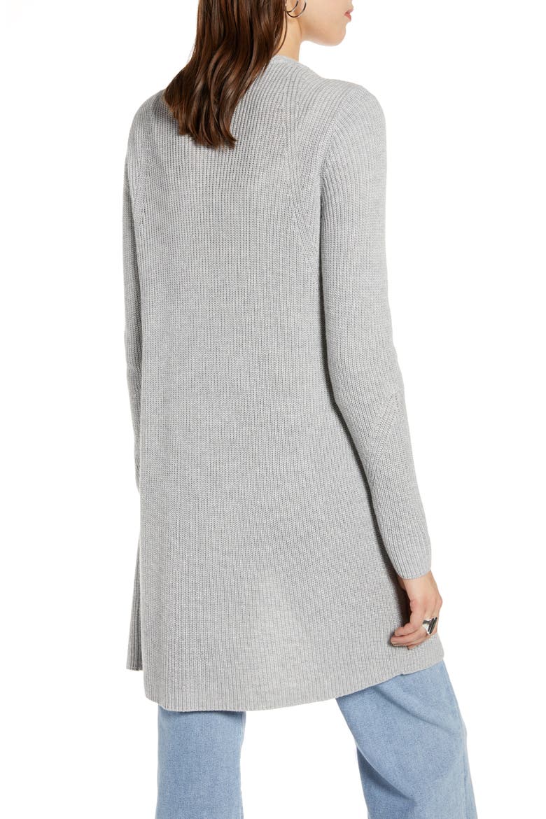 RIBBED OPEN CARDIGAN, Alternate, color, GREY HEATHER