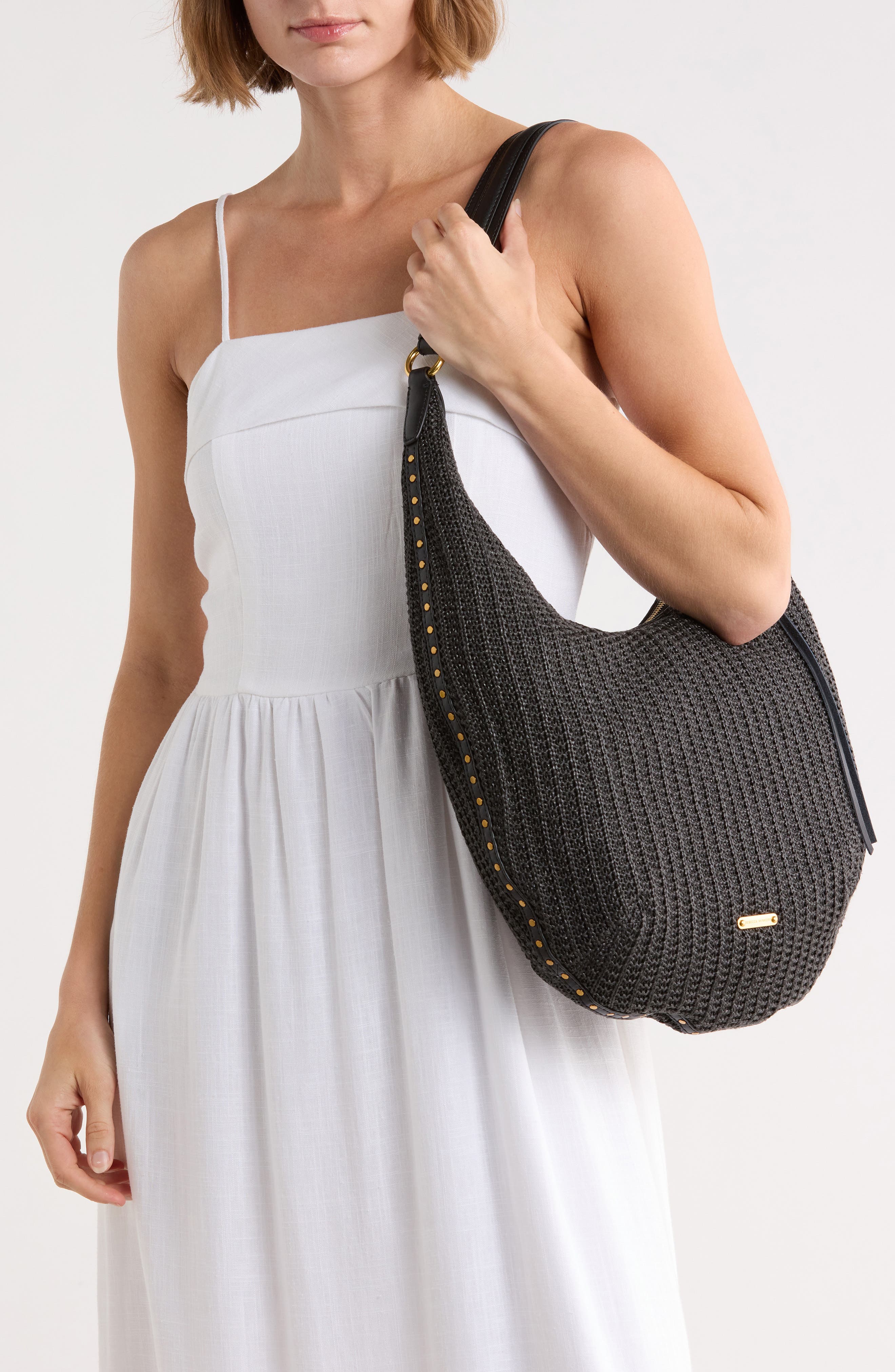 Darren Crescent Hobo Bag, Alternate, color, BLACK