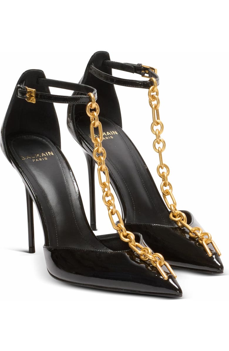 Balmain Sync patent leather stilettos, Main, color, Black