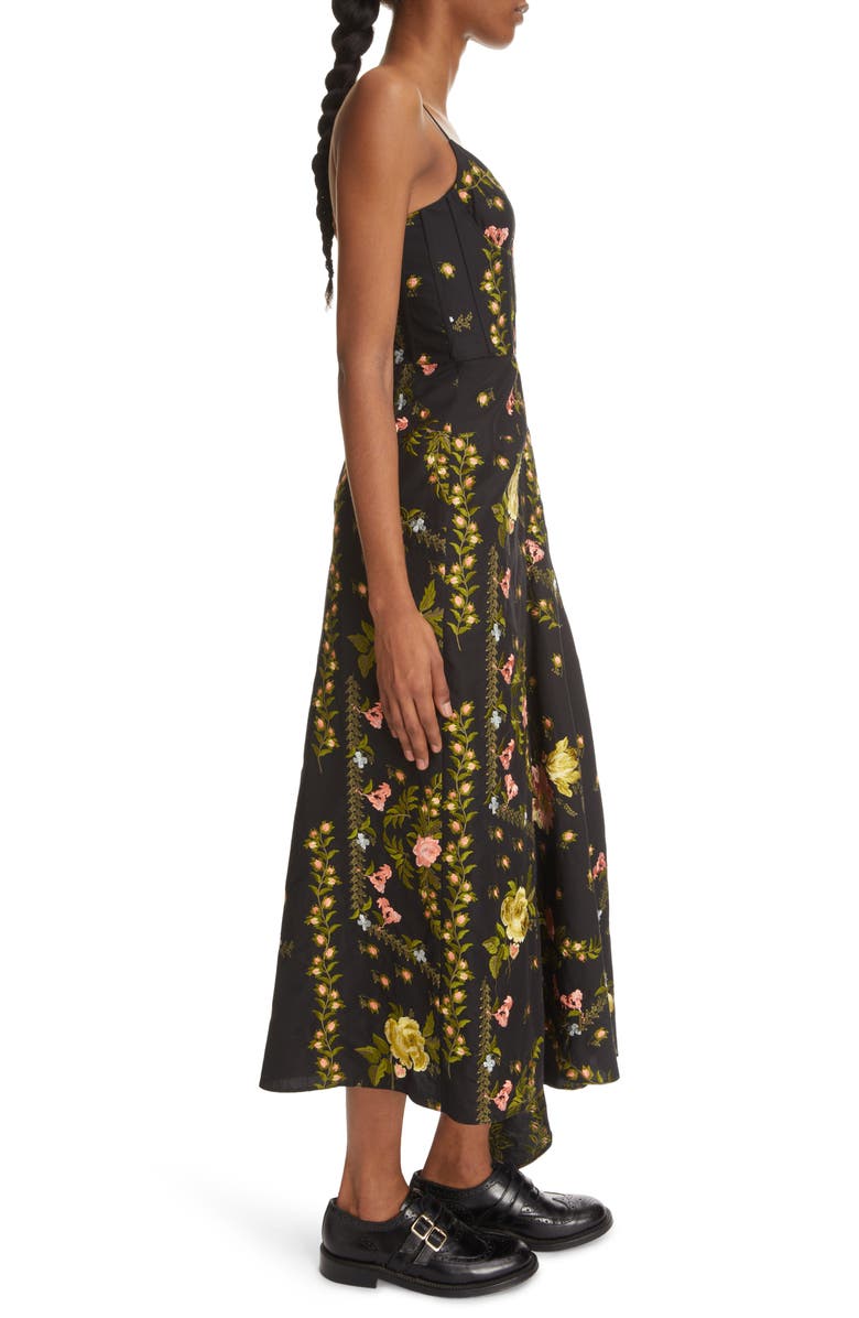 Erdem Samara Floral Embroidered Asymmetric Hem Midi Dress, Alternate, color, 