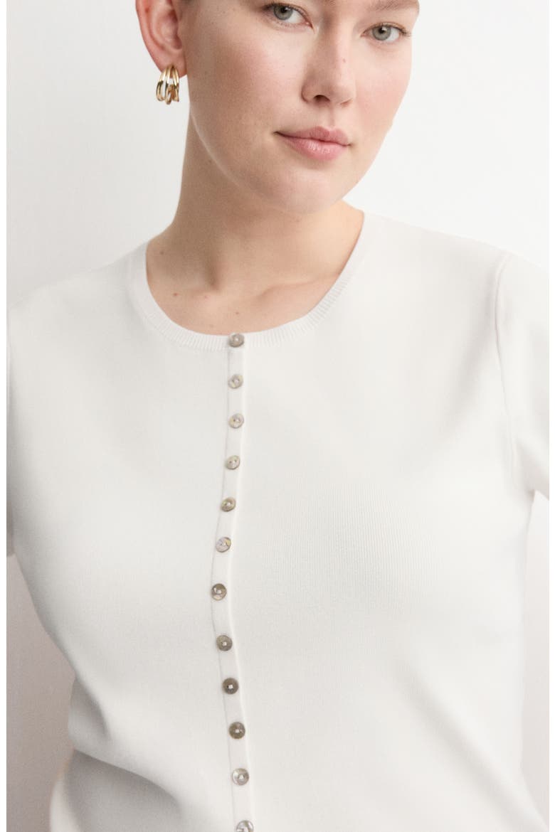 Open Stitch Short Sleeve Cardigan, Alternate, color, ECRU