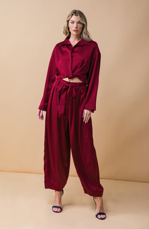 Flying Tomato Belted Satin Balloon Pants In Red
