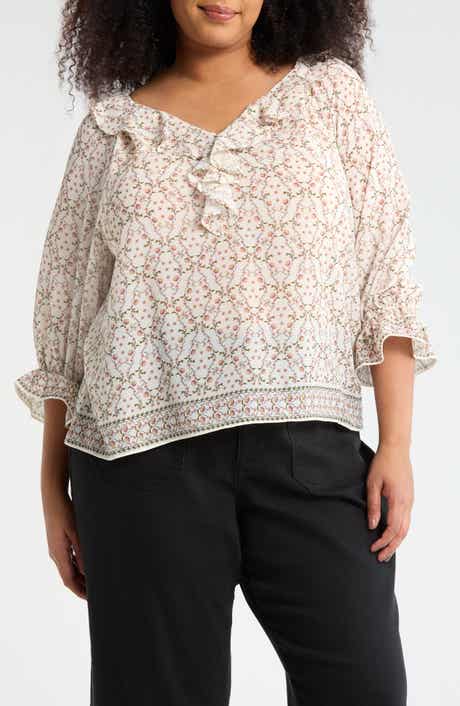 MAX STUDIO Ruffle Woven Top