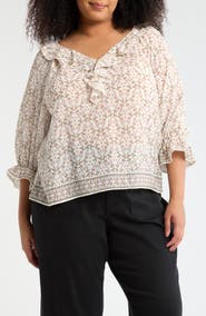MAX STUDIO Ruffle Woven Top