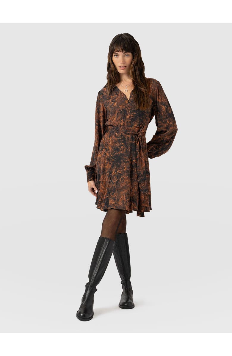 Saint + Sofia Joselyn Mini Dress, Main, color, Brown Marble