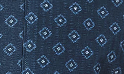 7 Diamonds Kanan Diamond Print Short Sleeve Stretch Seersucker Button-up Shirt In Navy