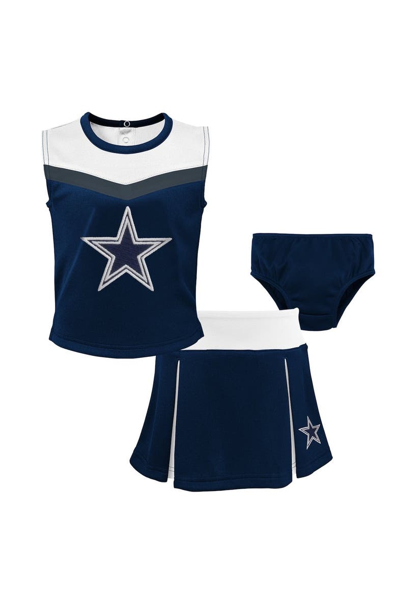 Outerstuff Girls Toddler Navy Dallas Cowboys Spirit Cheer Two-Piece Cheerleader Set with Bloomers, Main, color, Navy