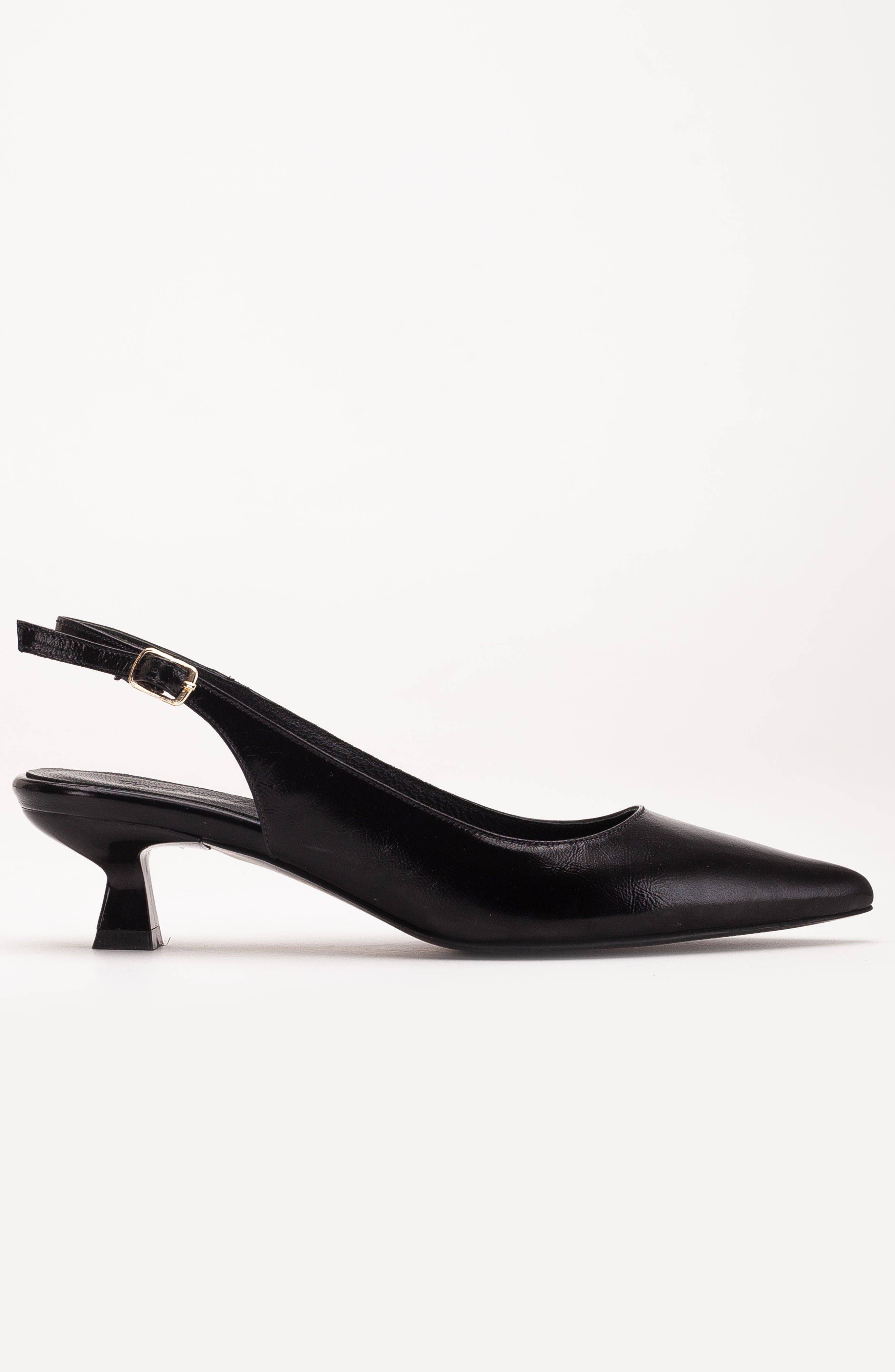 Lety Slingback Kitten Heel Leather Pumps, Alternate, color, Black Patent Leather
