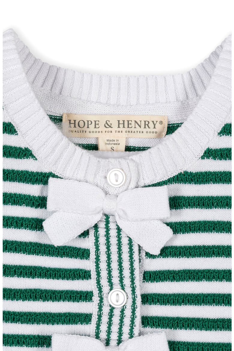 Kids' Organic Button Front Sweater Tank with Bows, Alternate, color, Kelly Green Stripe