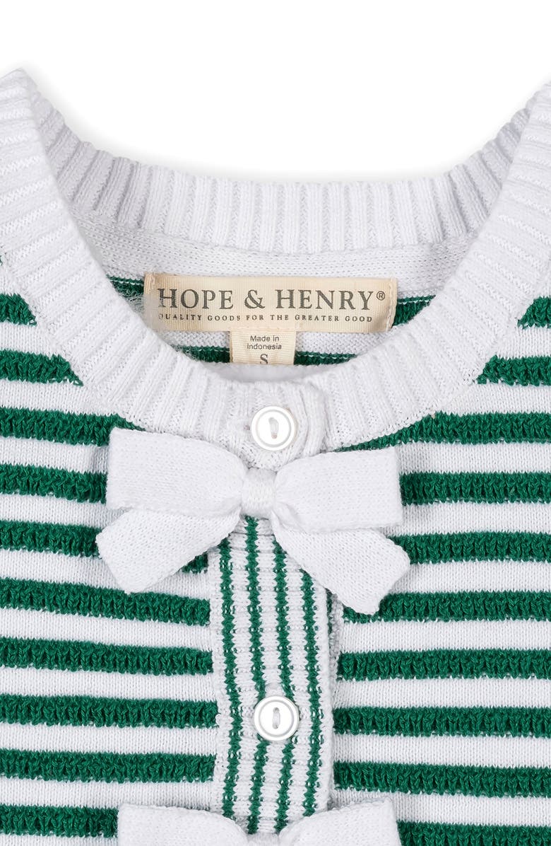 Hope & Henry Kids' Organic Button Front Sweater Tank with Bows, Alternate, color, Kelly Green Stripe