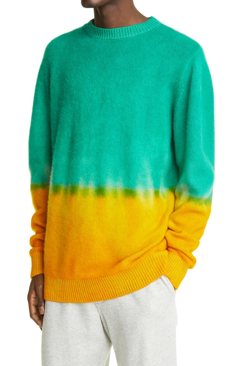 Dip Tie Dye Cashmere Sweater, Alternate, color, WHITE/ TURQUOISE/ YELLOW