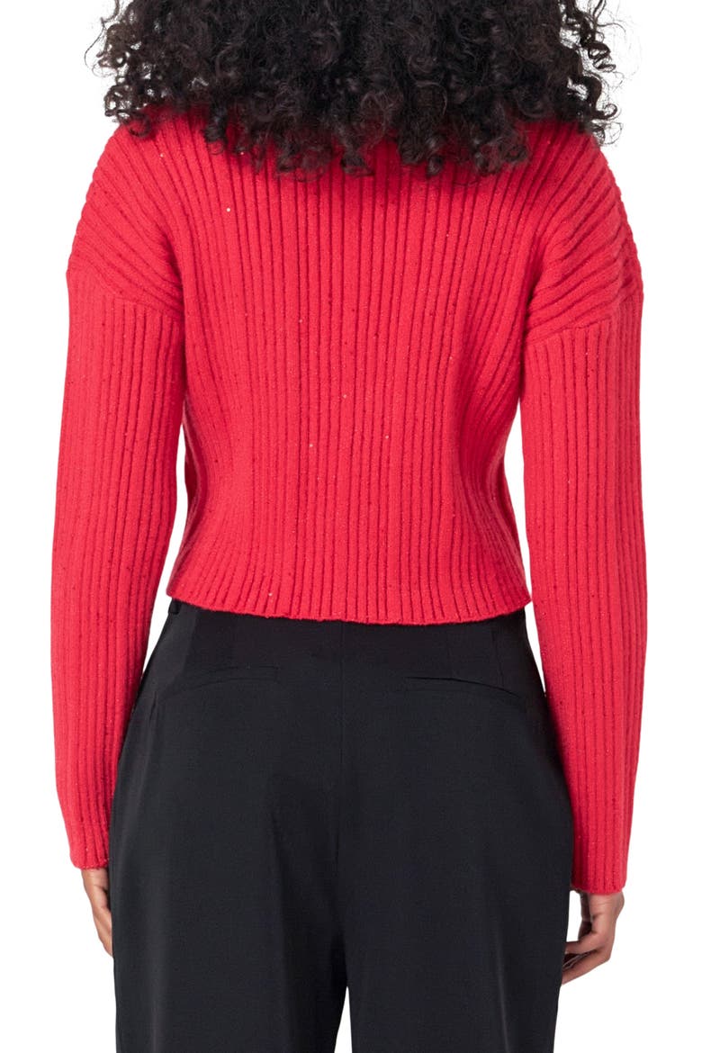 Sequin Crop Sweater, Alternate, color, RED