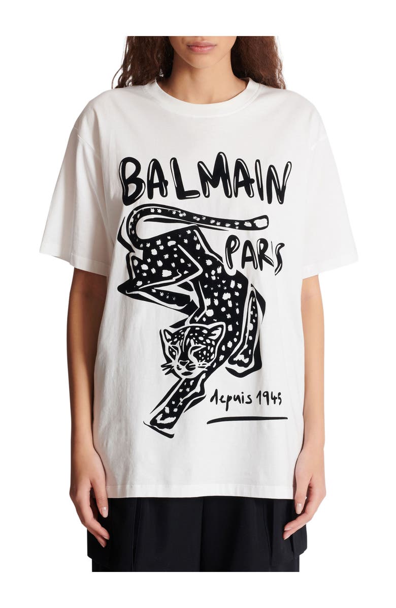 Balmain Short-sleeved T-shirt with leopard print, Alternate, color, 