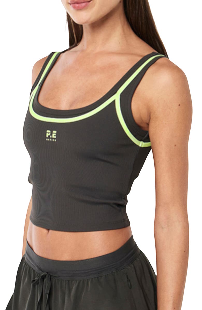 P.E Nation Forward Crop Tank, Alternate, color, Caviar/ Washed Lime