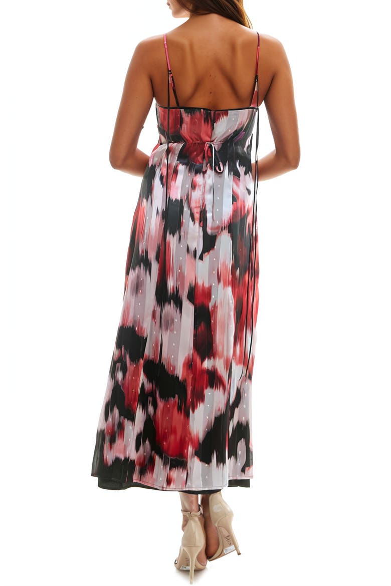 Metallic Clip Dot Chiffon Maxi Dress, Alternate, color, BLACK/ RED