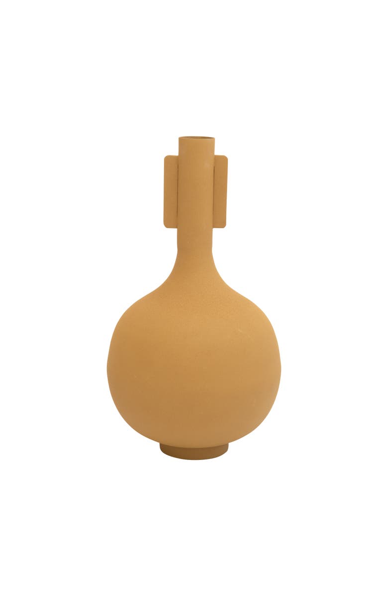 Storied Home Textured Decorative Flower Vase, Matte Mustard, Main, color, 