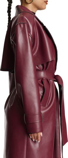 Faux Leather Trench Coat