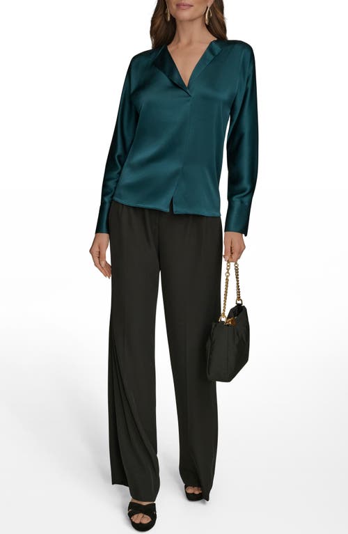 Donna Karan New York Hammered Satin Top In Green