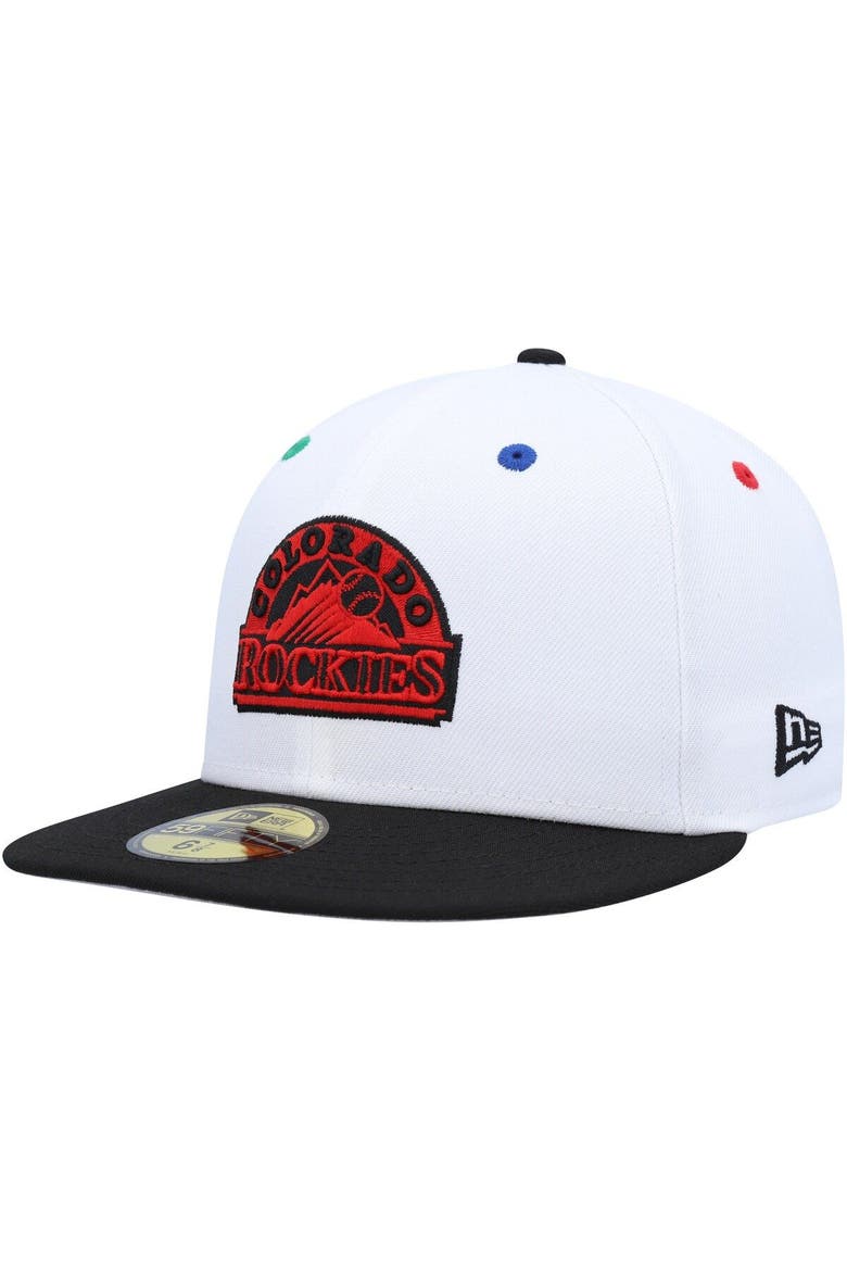 Men's New Era White/Black Colorado Rockies 25th Anniversary Primary Eye 59FIFTY Fitted Hat, Alternate, color, White