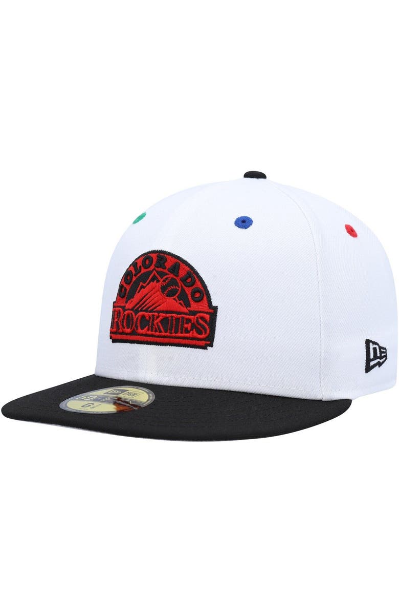 New Era Men's New Era White/Black Colorado Rockies 25th Anniversary Primary Eye 59FIFTY Fitted Hat, Alternate, color, 
