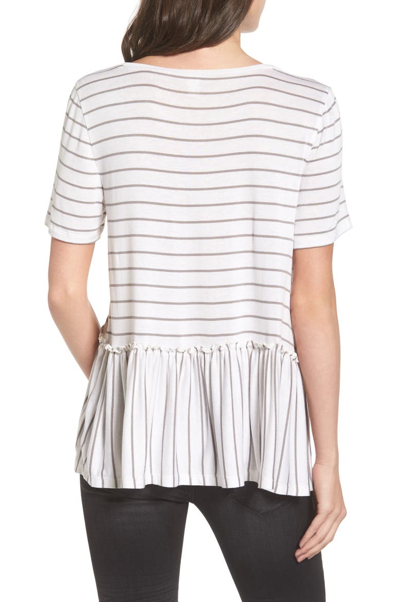 Remix Stripe Peplum Top, Alternate, color, WHITE TAWNY STRIPE
