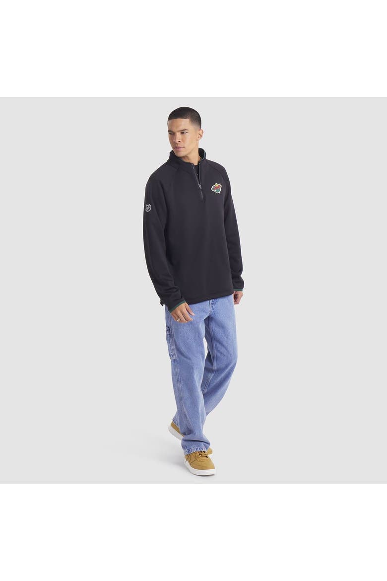 Men's Fanatics Black Minnesota Wild Authentic Pro Rink Raglan Quarter-Zip Pullover, Alternate, color, Black