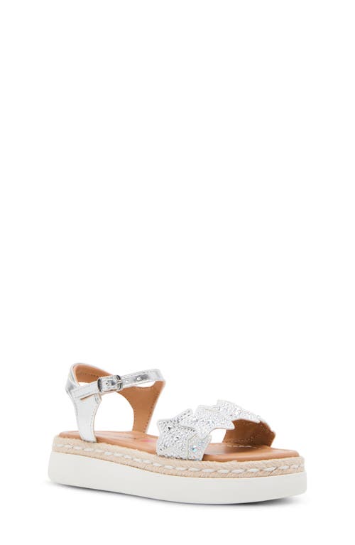 Steve Madden Kids' Jgems Ankle Strap Espadrille Platform Sandal In Rhinestone