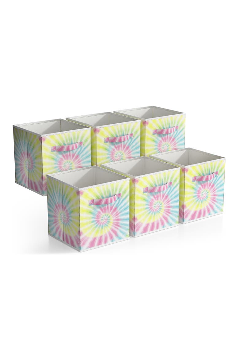 Set of 6 11-Inch Foldable Storage Bins, Main, color, TIE DYE