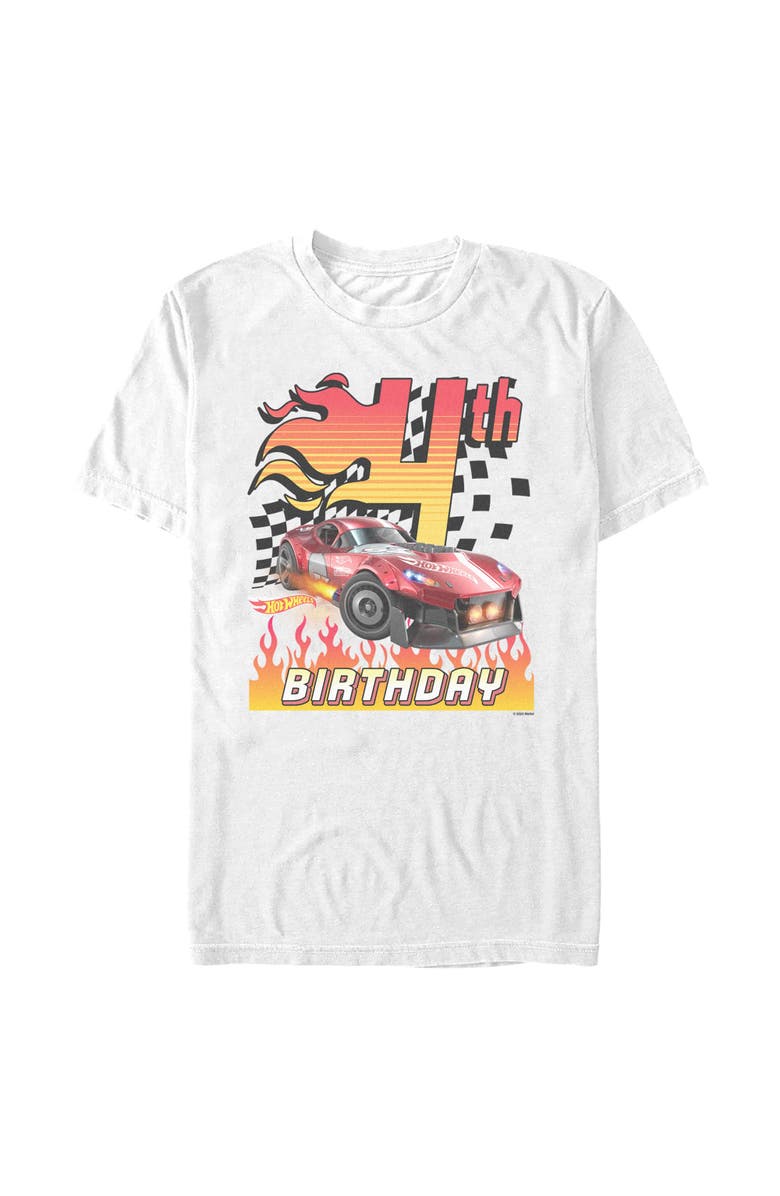 Hot Wheels Men's Hot Wheels GT Scorcher 4th Birthday  Graphic T-Shirt, Main, color, White