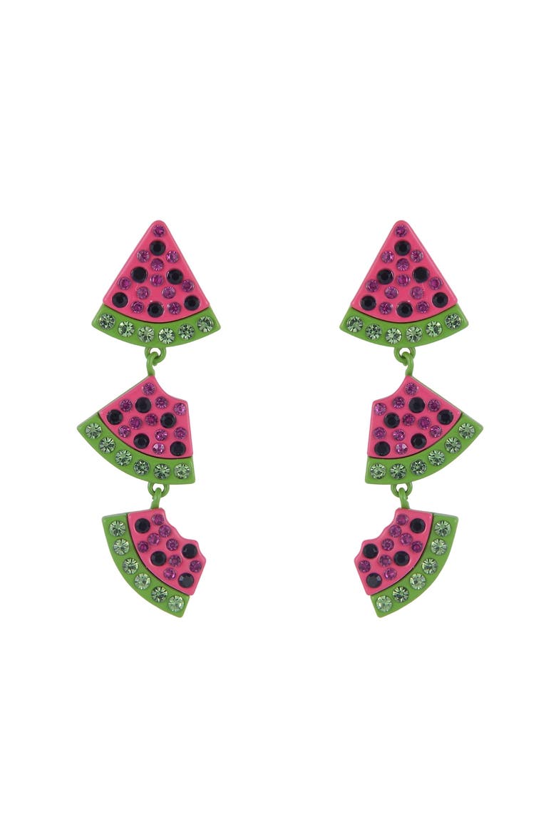 Watermelon Linear Earrings, Alternate, color, Pink
