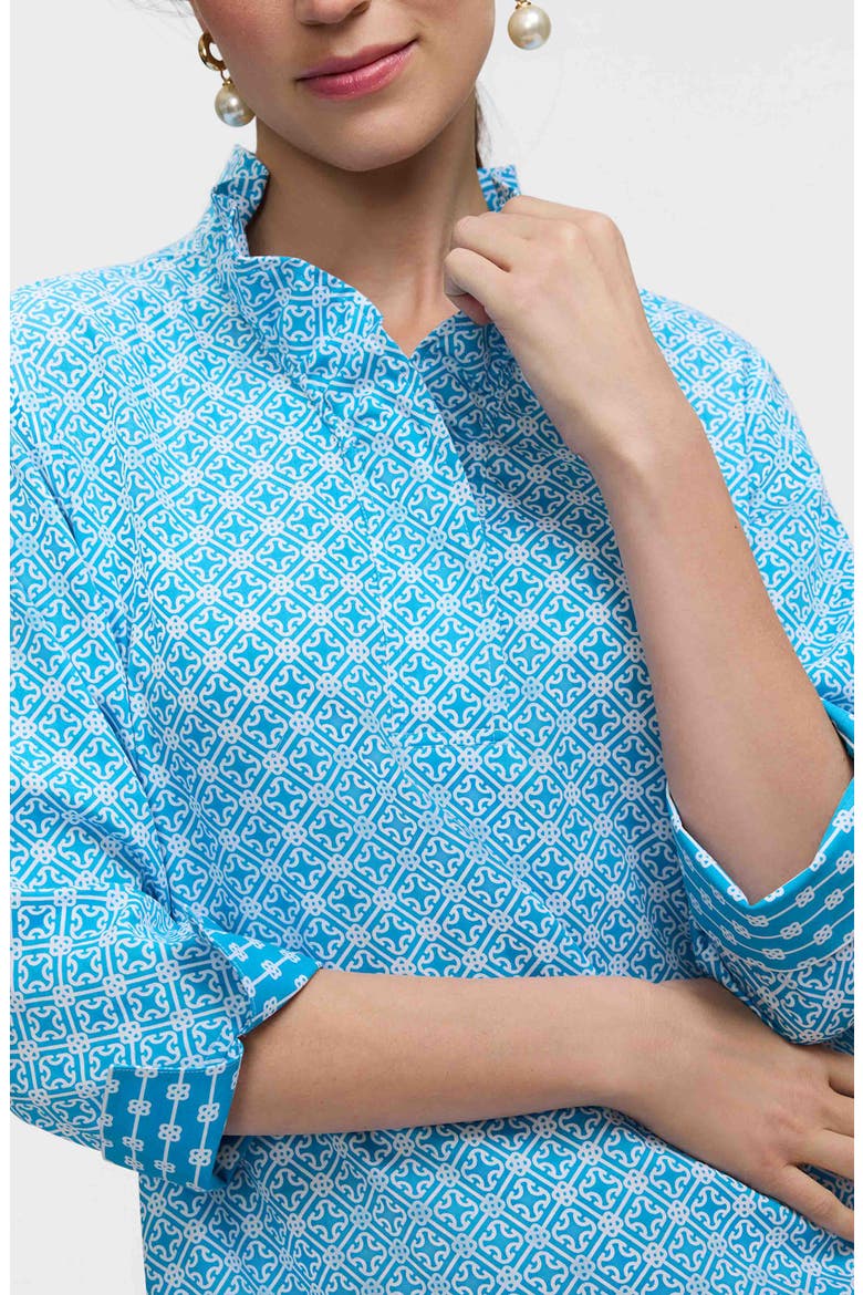 Tammy Geo Lattice Cotton Shirtdress, Alternate, color, BLUE/WHITE